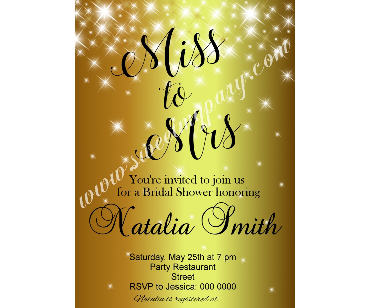 Gold Sparkle Bridal Shower Invitation,Golden bridal Shower invitation,Glitter Bridal Shower invite,(07brsh)
